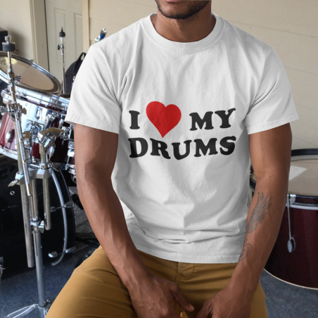 I Love My Drums Drummers Short Sleeve Tee